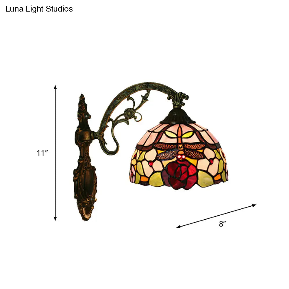 Tiffany Dragonfly Rose-Cut Glass Wall Sconce Lighting Kit - Single Bronze