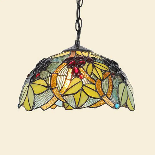 Tiffany Green/Blue Kitchen Ceiling Pendant Light With Stained Glass Shade Green