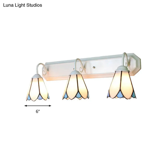 Tiffany Lily White Glass Sconce Light - 3-Light Wall Mounted Lighting For Bedroom