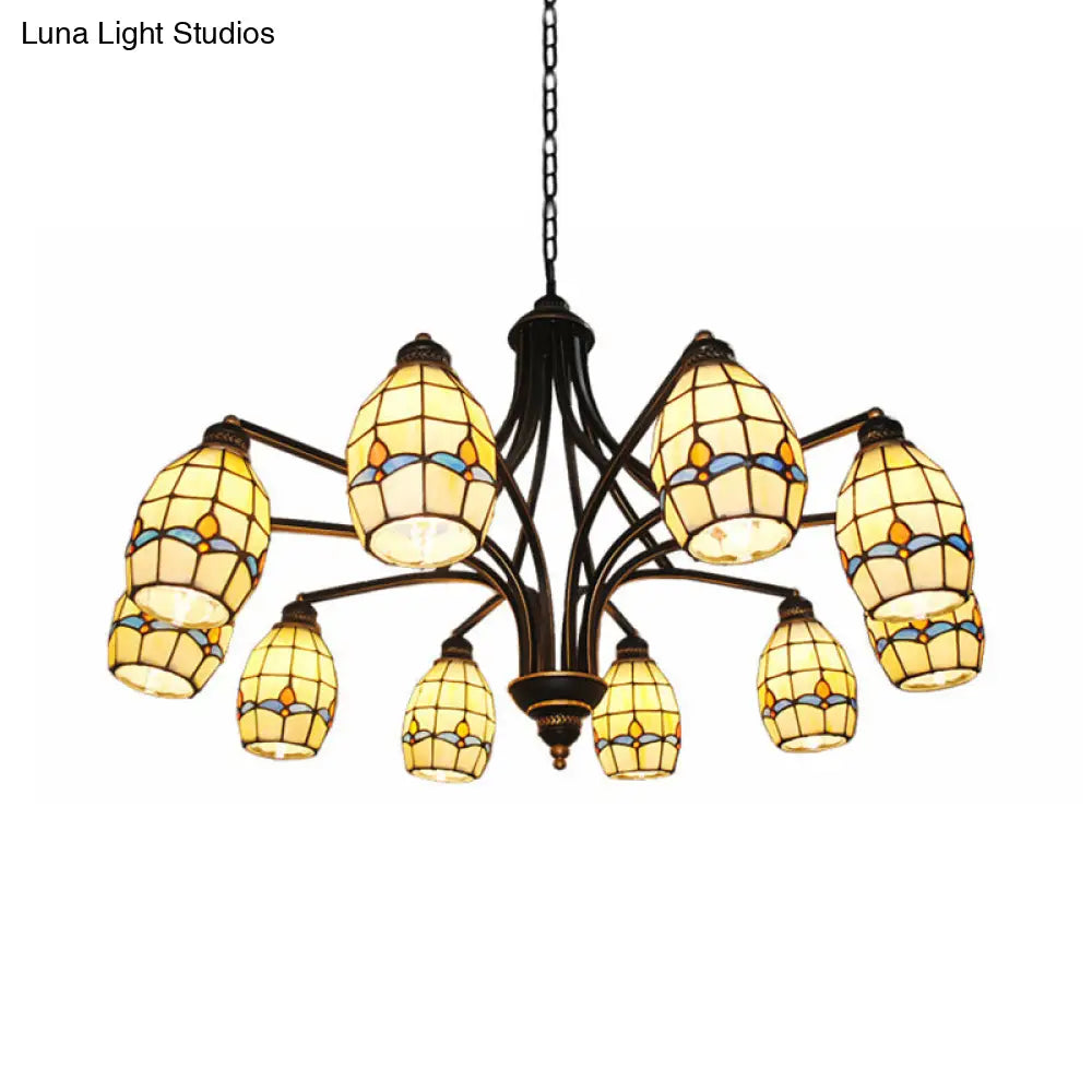 Stunning Magnolia Chandelier: Stained Glass Pendant Light With Metal Chain - Perfect For Living Room