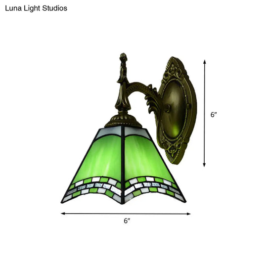 Tiffany Pyramid Stained Glass Sconce Lamp - Green/Blue/Yellow