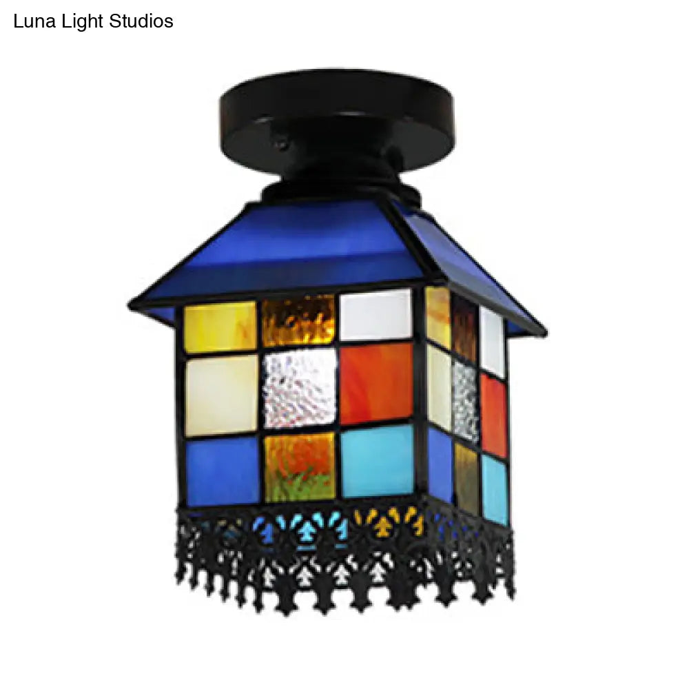 Tiffany Stained Glass 1 - Light Ceiling Light Fixture For Colorful Bedroom Décor