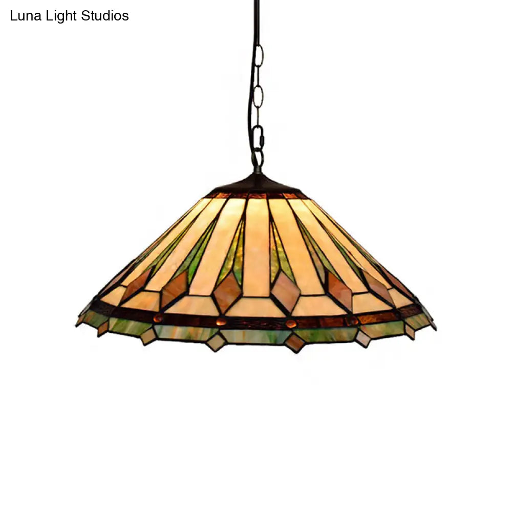 Multicolored Stained Glass Pendant Ceiling Light With 2 Heads For Bedroom