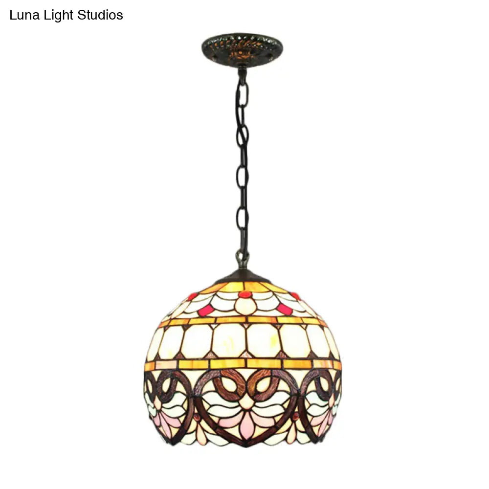 Tiffany Stained Glass Pendant Light With Adjustable Chain - Ceiling Hanging Lamp