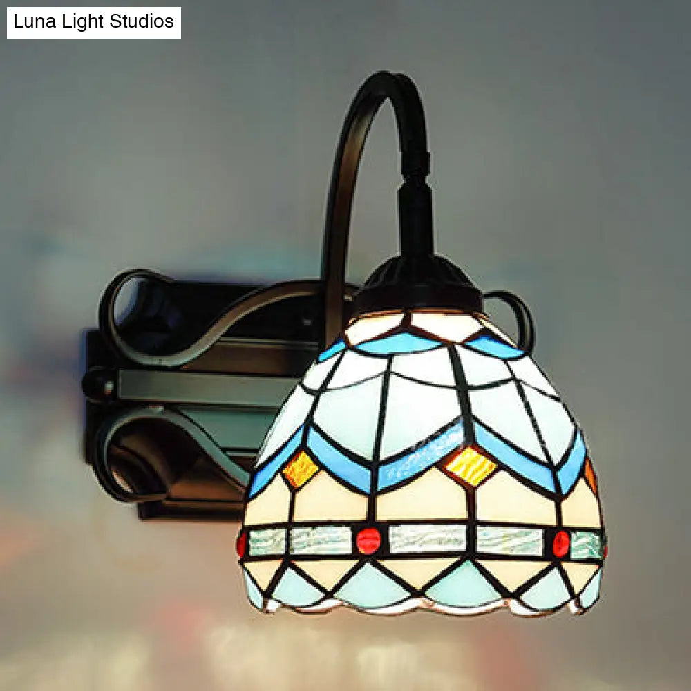 Tiffany Stained Glass Wall Sconce - 1 Light Colorful Fixture For Dining Room