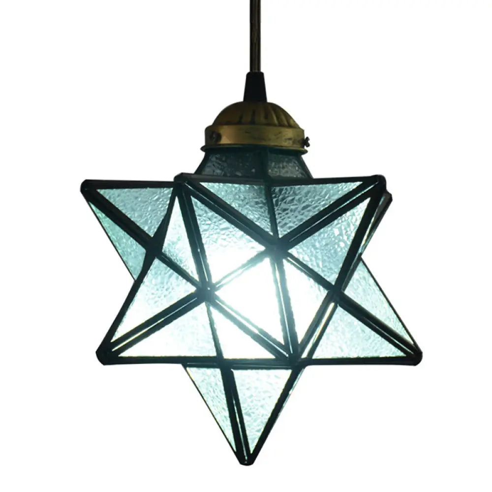 Tiffany Star Shade Pendant Light With Clear Glass Down Lighting