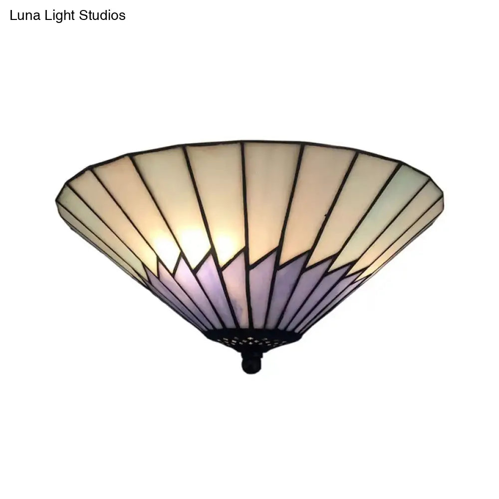 Tiffany Style 2 - Light Purple Ceiling Flush Mount For Bedroom 6’ High X 13’ Diameter