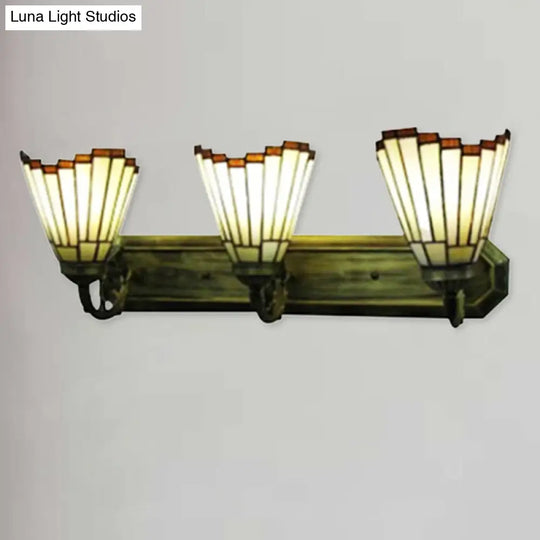 Tiffany Style Beige Shuttlecock Glass Wall Sconce 3-Light Living Room & Corridor Lighting