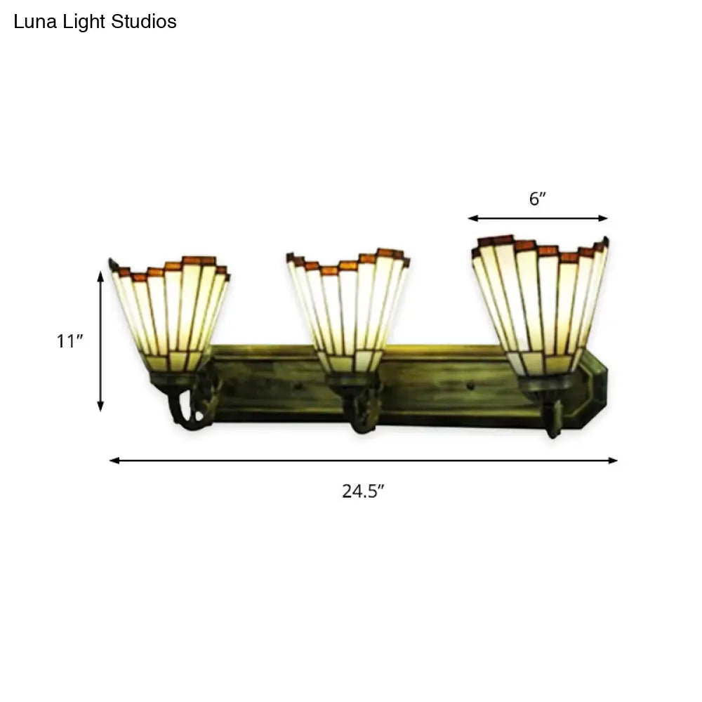 Tiffany Style Beige Shuttlecock Glass Wall Sconce 3-Light Living Room & Corridor Lighting