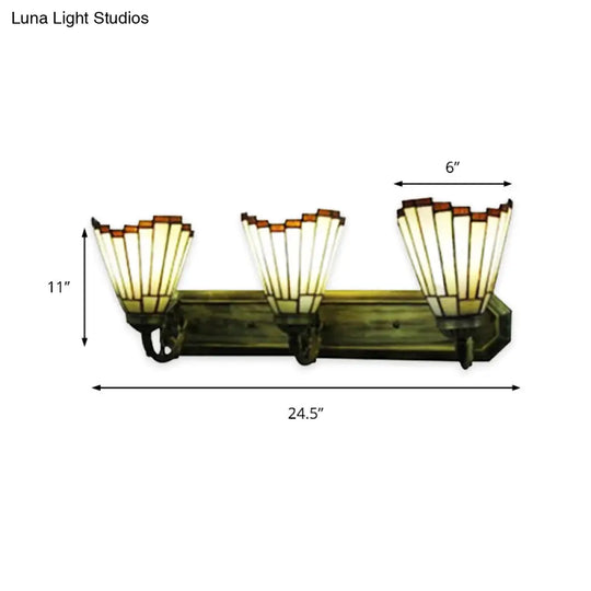 Tiffany Style Beige Shuttlecock Glass Wall Sconce 3-Light Living Room & Corridor Lighting