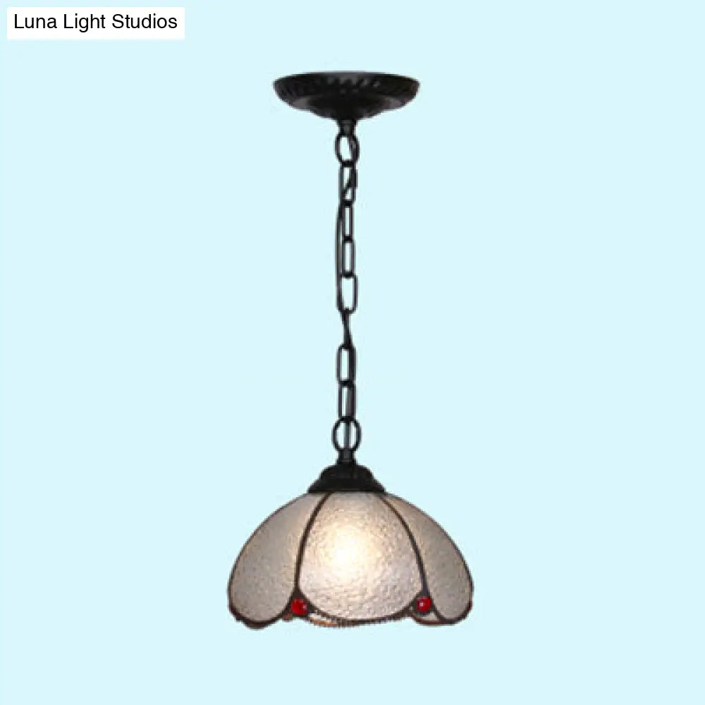 Tiffany Style Bulb Ceiling Lamp - Black/Blue Pendant Light For Living Room With Handcrafted Clear
