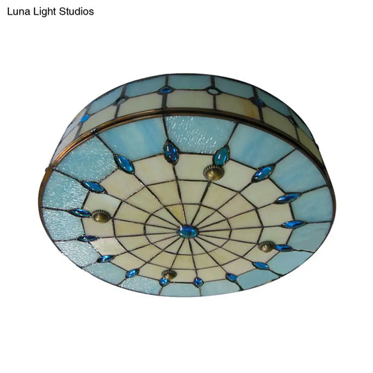 Tiffany-Style Ceiling Light For Bedroom With Jewel Decoration