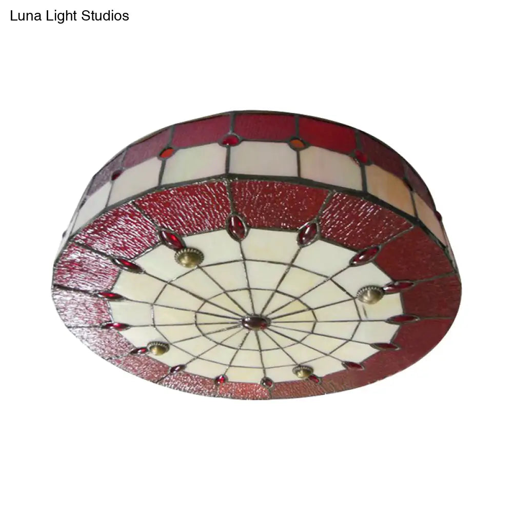 Tiffany-Style Ceiling Light For Bedroom With Jewel Decoration