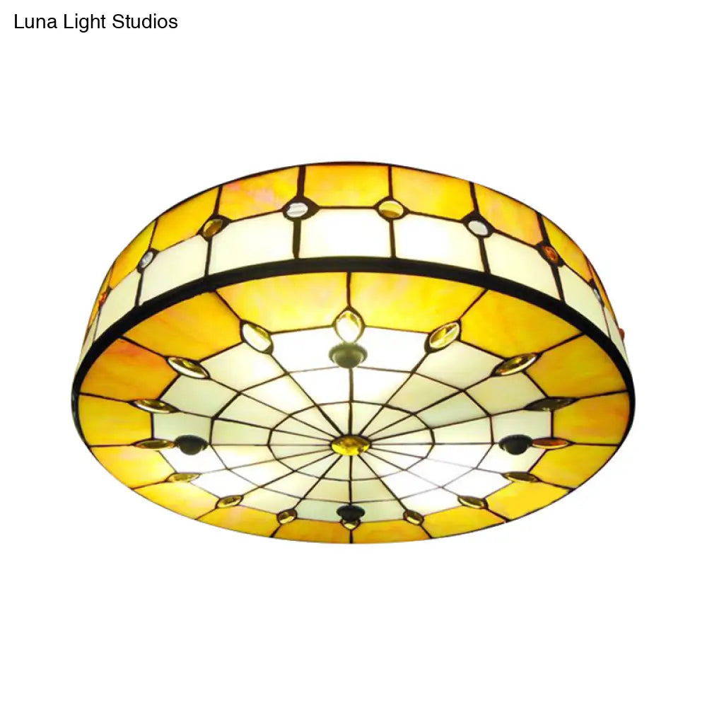 Tiffany-Style Ceiling Light For Bedroom With Jewel Decoration