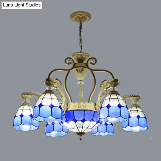 Tiffany Style Cut Glass Chandelier Pendant Light Kit - Domed 31.5/37.5 Wide 8/11 Lights