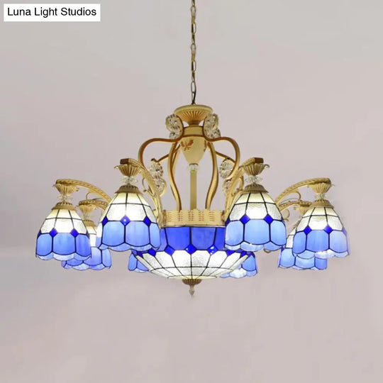 Tiffany Style Cut Glass Chandelier Pendant Light Kit - Domed 31.5/37.5 Wide 8/11 Lights