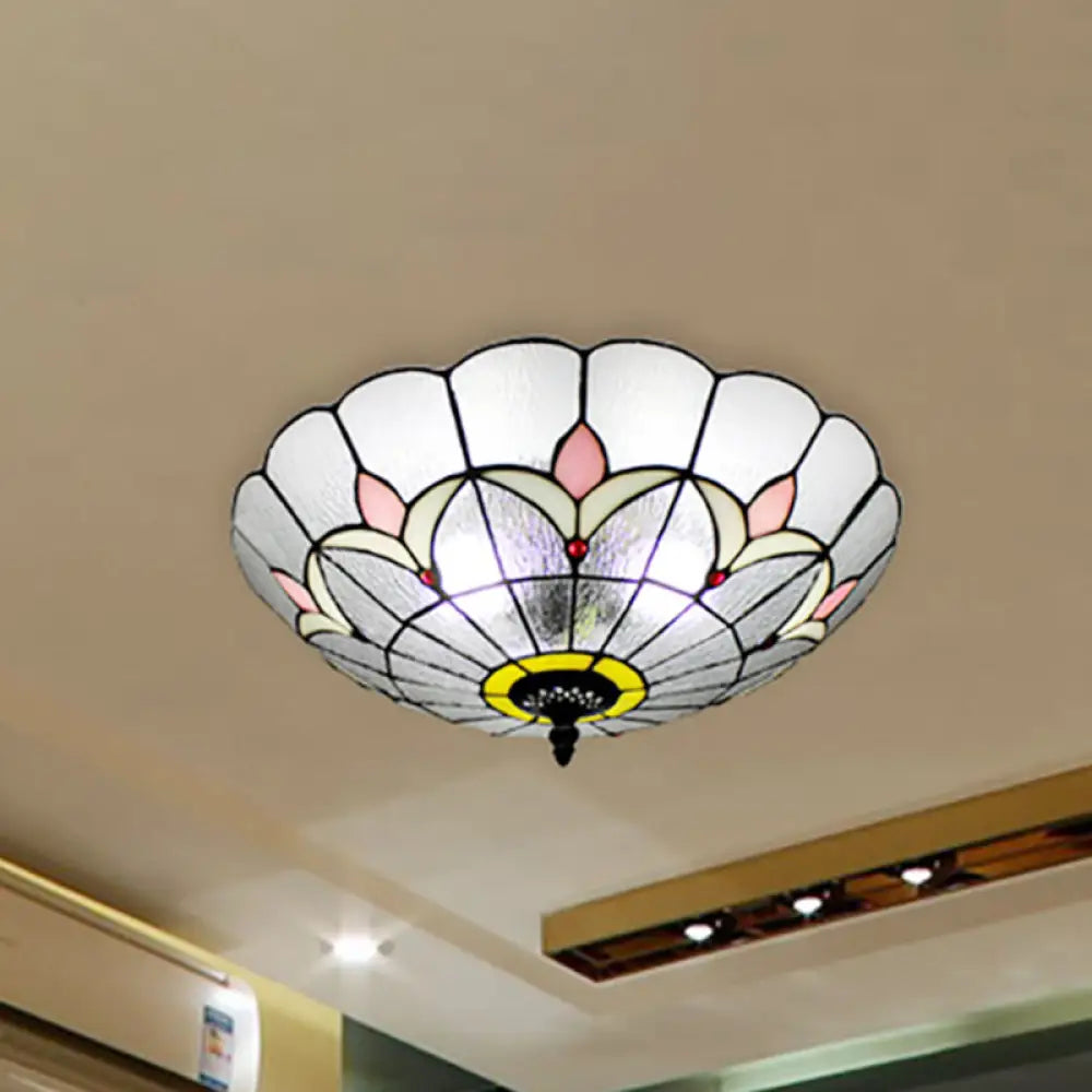 Tiffany Style Flower Glass Ceiling Light For Bedroom Clear
