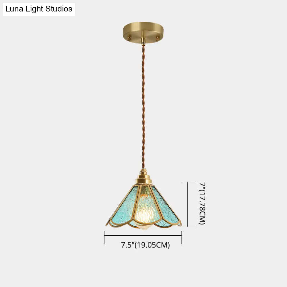 Tiffany-Style Glass Pendant Lamp With Icy Clear Shade For Bedroom