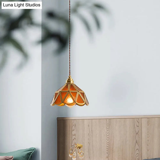 Tiffany-Style Glass Pendant Lamp With Icy Clear Shade For Bedroom