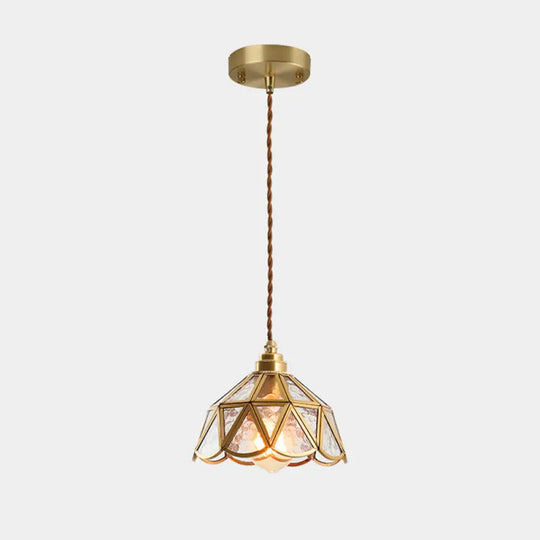 Tiffany-Style Glass Pendant Lamp With Icy Clear Shade For Bedroom / Dome