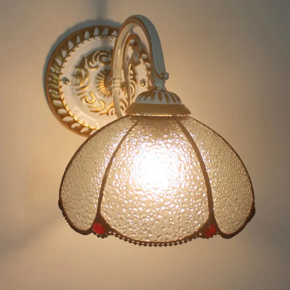 Tiffany Style Handcrafted Glass Wall Sconce For Living Room - Scalloped Light Clear / Flower