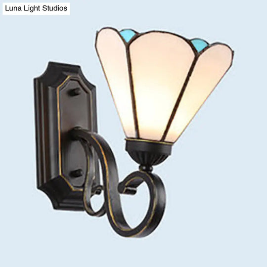 Tiffany Style Mission Wall Mount Fixture - Stained Glass 1 Light Sconce In