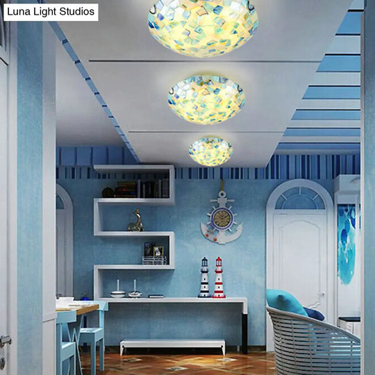 Tiffany Style Mosaic Shell Ceiling Light For Bedroom