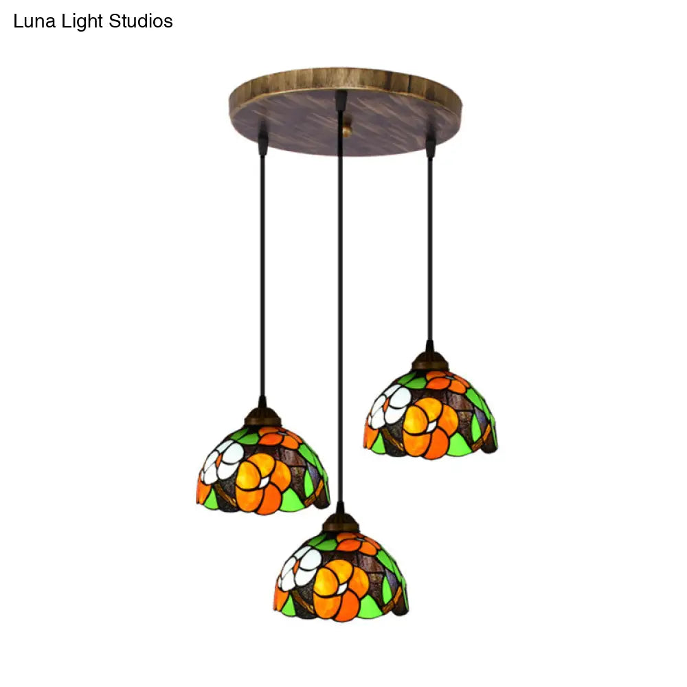 Tiffany Style Multicolored Stained Glass Dome Pendant Light - Victorian Inspired