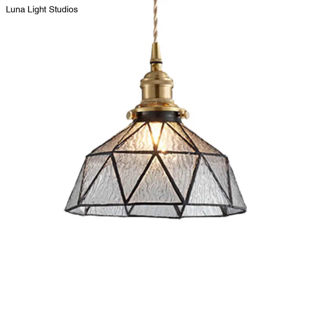 Tiffany Style Glass Pendant Lamp With Polyhedron Dome For Gallery