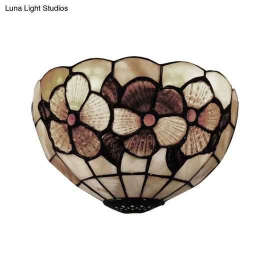 Tiffany-Style Shell Desert Rose Wall Light In Beige For Hotel/Restaurant