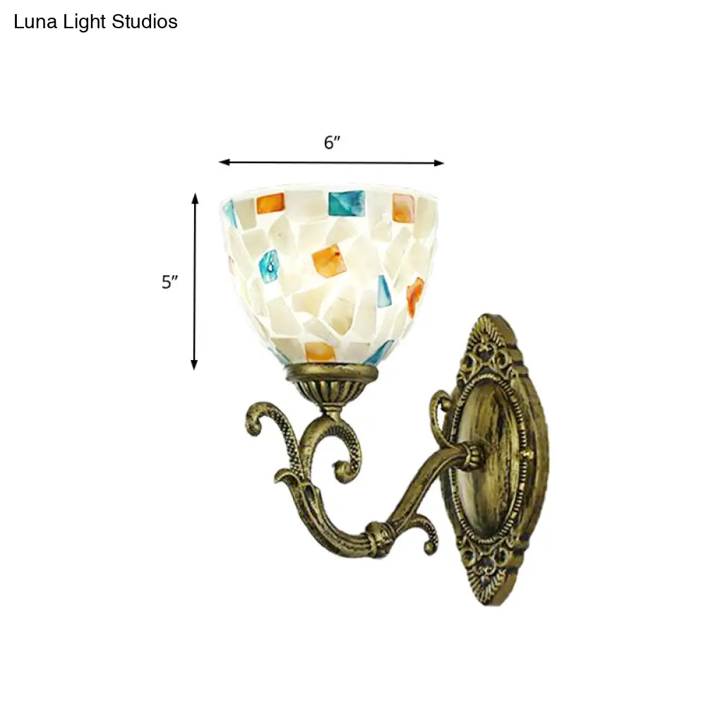 Tiffany Style Shell Wall Light With Aged Brass Finish