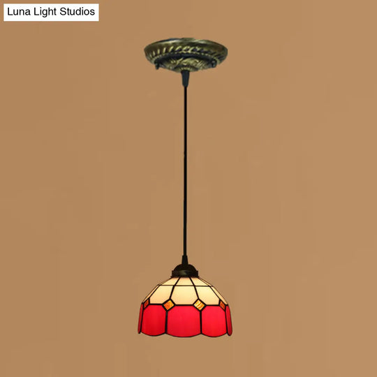 Stained Art Glass Drop Pendant Ceiling Light - Tiffany Inspired Design