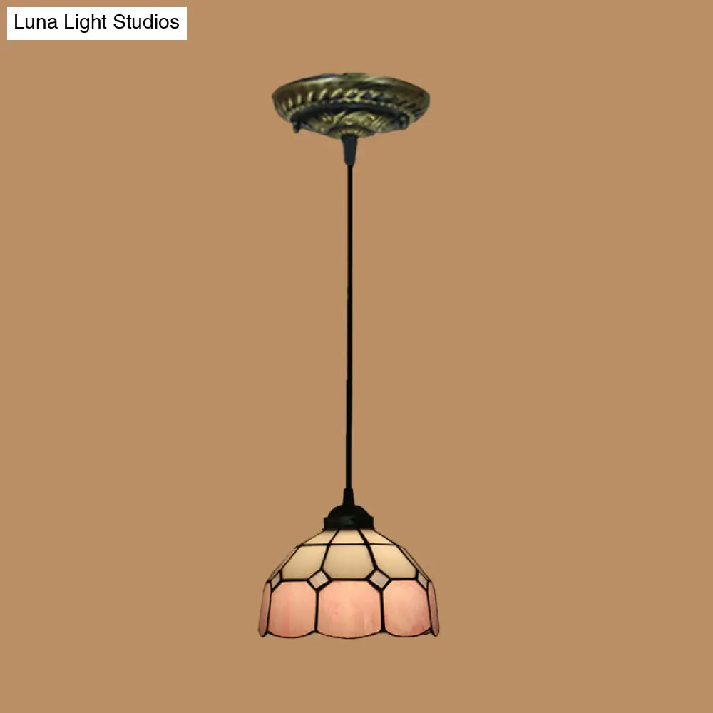 Stained Art Glass Drop Pendant Ceiling Light - Tiffany Inspired Design