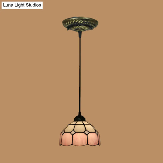 Stained Art Glass Drop Pendant Ceiling Light - Tiffany Inspired Design