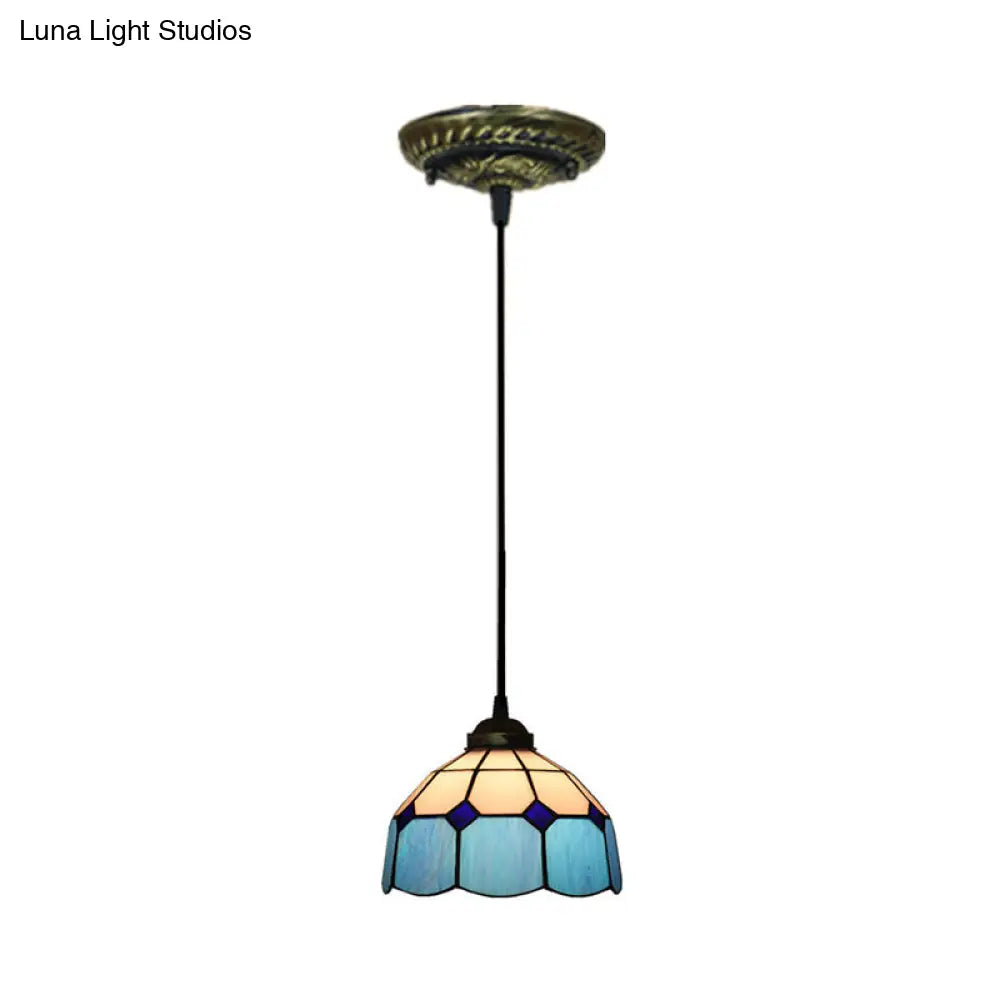 Stained Art Glass Drop Pendant Ceiling Light - Tiffany Inspired Design