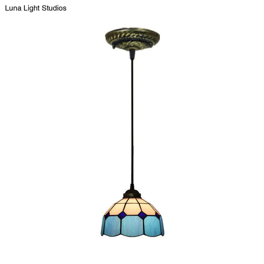 Stained Art Glass Drop Pendant Ceiling Light - Tiffany Inspired Design