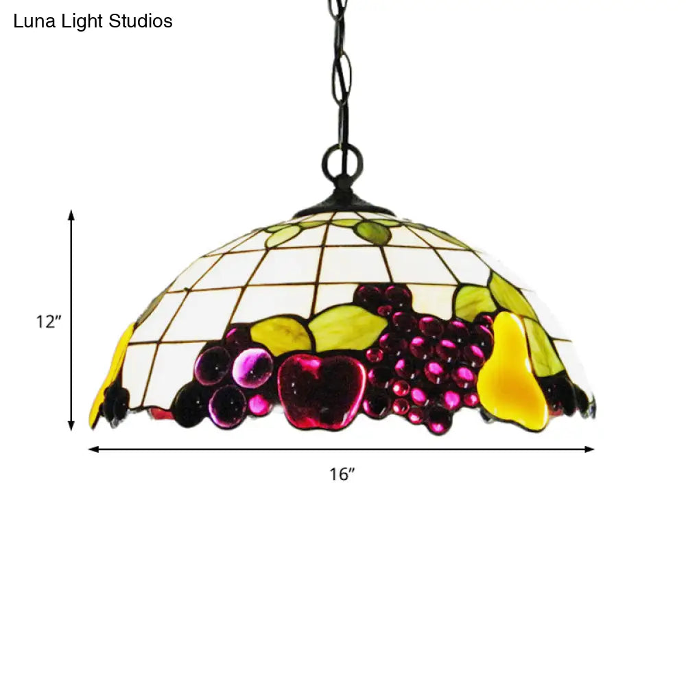 Tiffany-Style Stained Art Glass Pendant Light - Single Head White Ideal For Study