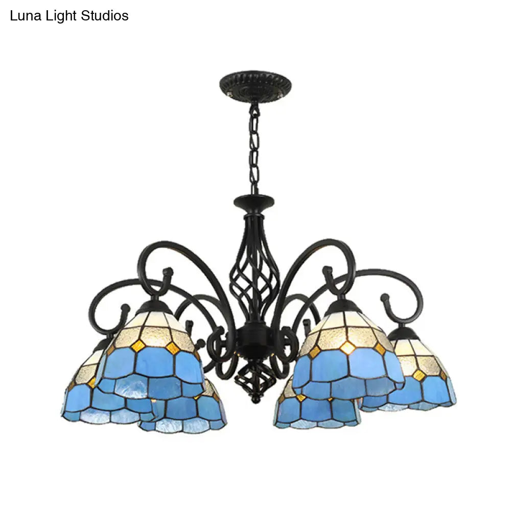 Tiffany Stained Glass Chandelier Light With 12 Adjustable Chains - Perfect For Living Room Ceiling