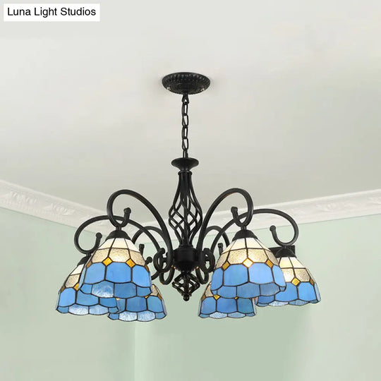 Tiffany Stained Glass Chandelier Light With 12 Adjustable Chains - Perfect For Living Room Ceiling