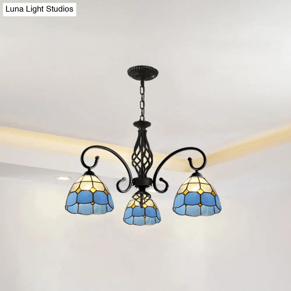 Tiffany Stained Glass Chandelier Light With 12 Adjustable Chains - Perfect For Living Room Ceiling