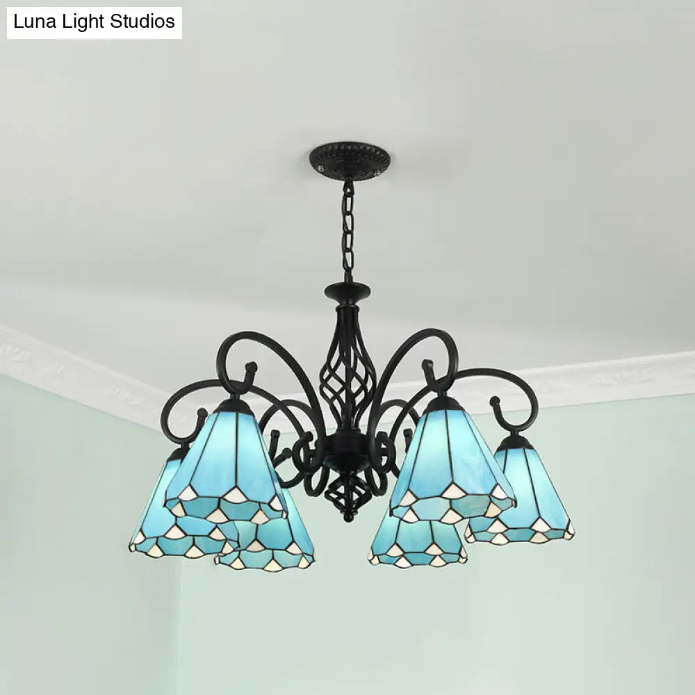 Tiffany Stained Glass Chandelier Light With 12 Adjustable Chains - Perfect For Living Room Ceiling