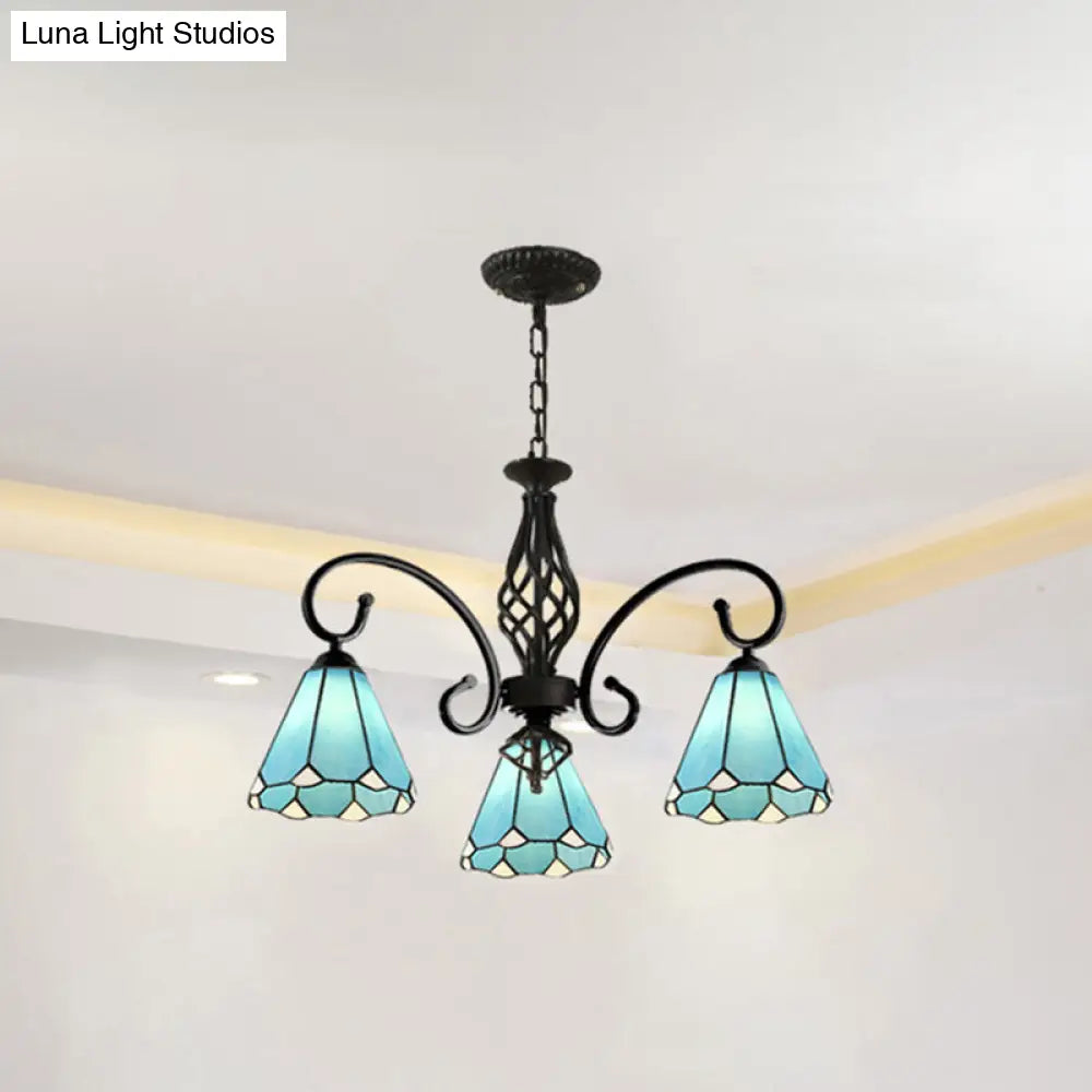 Tiffany Stained Glass Chandelier Light With 12 Adjustable Chains - Perfect For Living Room Ceiling