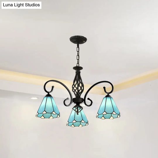 Tiffany Stained Glass Chandelier Light With 12 Adjustable Chains - Perfect For Living Room Ceiling