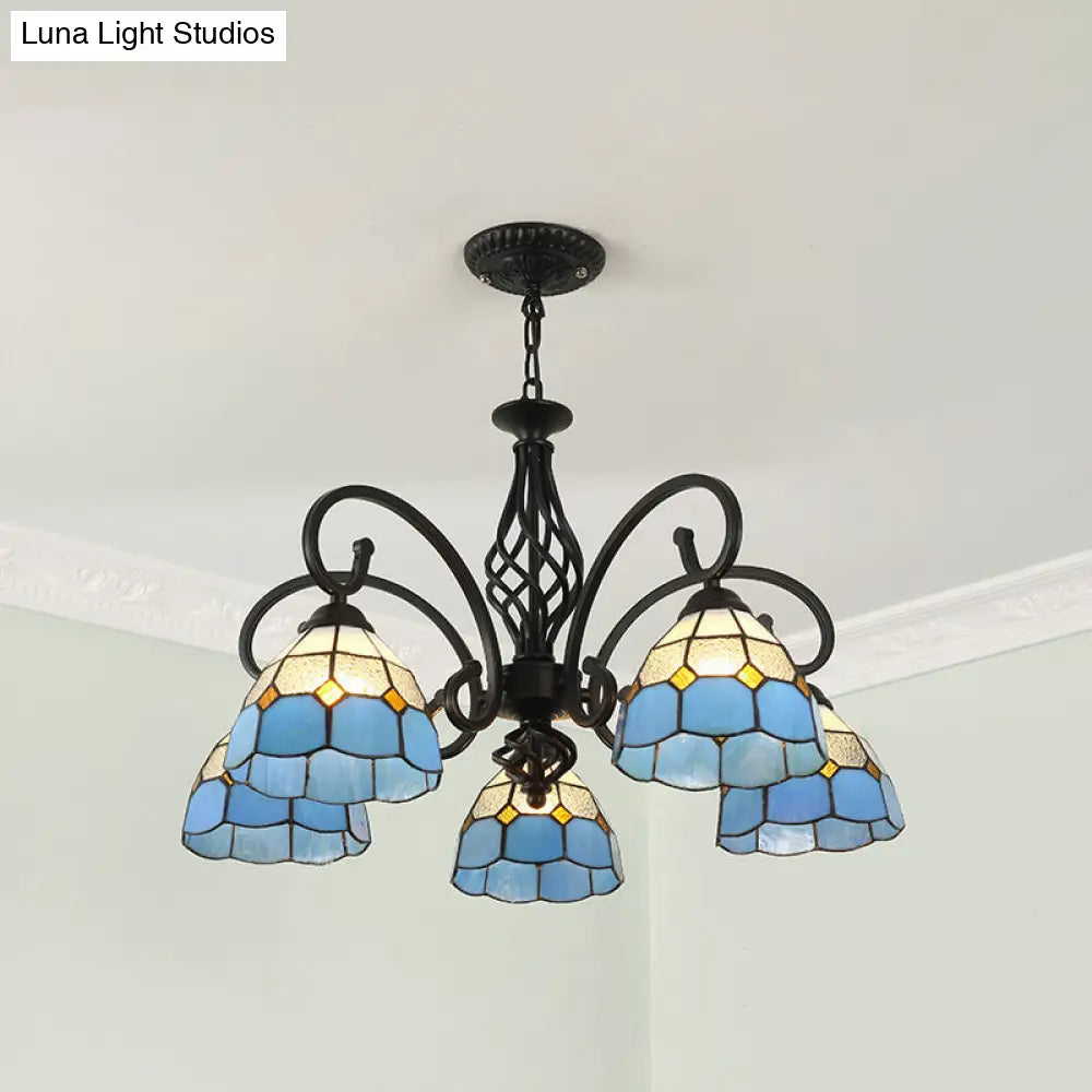 Tiffany Stained Glass Chandelier Light With 12 Adjustable Chains - Perfect For Living Room Ceiling