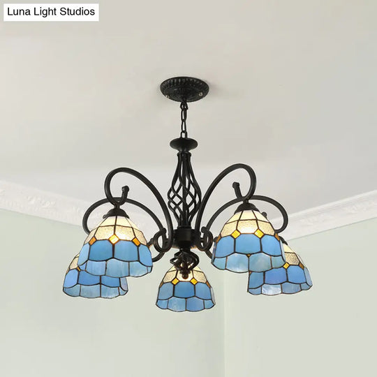 Tiffany Stained Glass Chandelier Light With 12 Adjustable Chains - Perfect For Living Room Ceiling