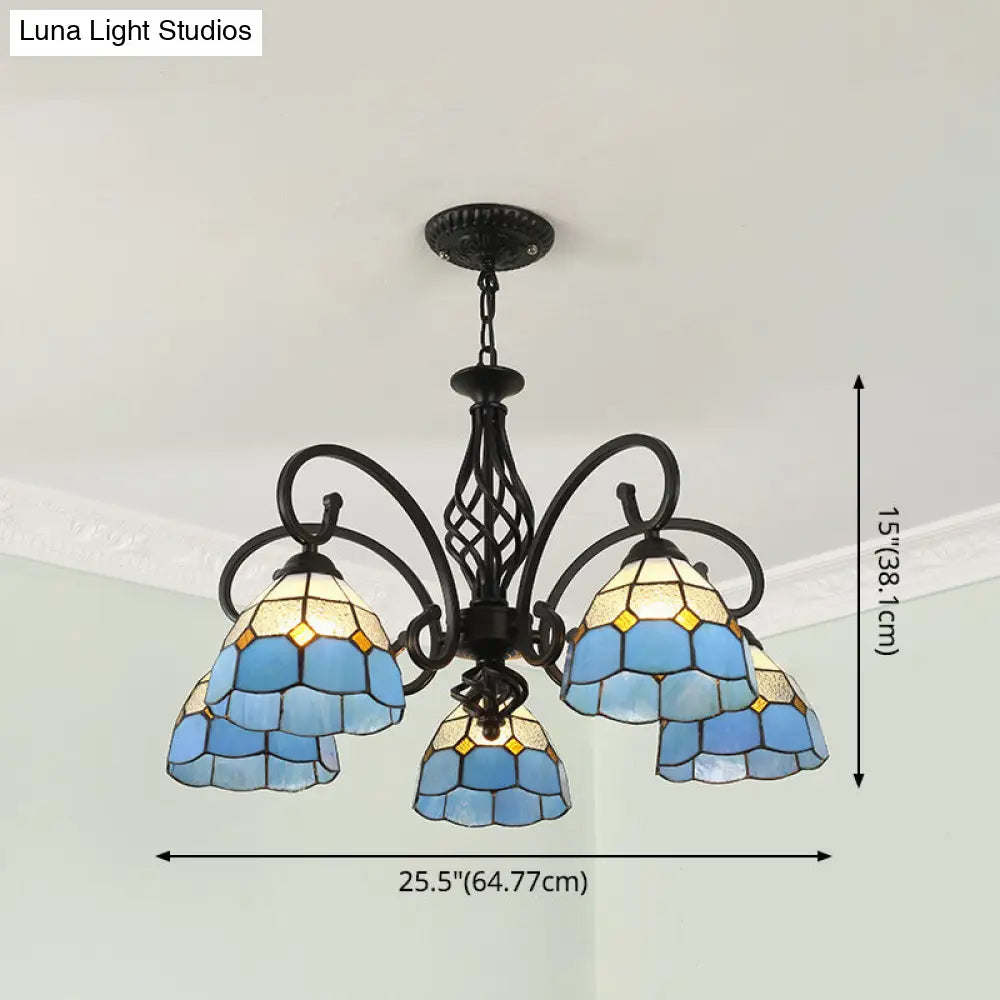 Tiffany Stained Glass Chandelier Light With 12 Adjustable Chains - Perfect For Living Room Ceiling