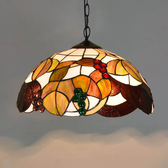 Tiffany-Style Stained Glass Dome Ceiling Pendant Light - 1-Light Hanging Fixture For Restaurants