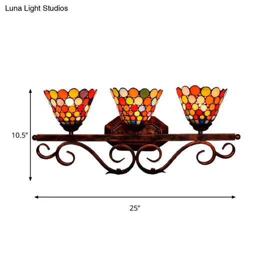 Tiffany Style Stained Glass Flared Wall Lamp - Rust Vanity Sconce For Bathroom