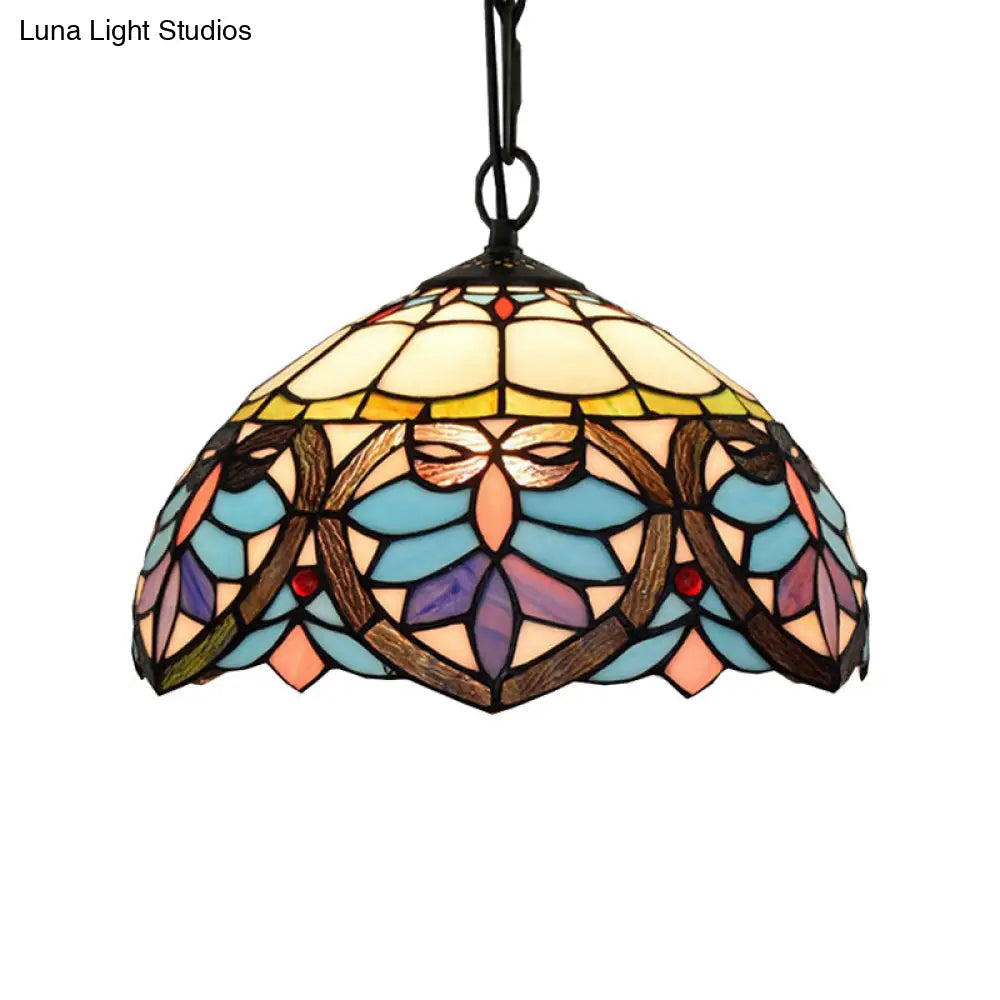 Tiffany Style Stained Glass Hanging Lamp: Colorful Pendant For Dining Room