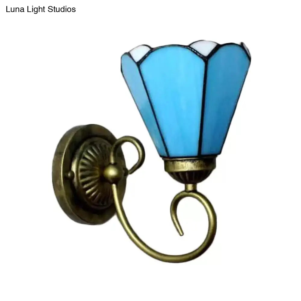 Tiffany Style Stained Glass Mini Wall Sconce For Bedroom With Single Light